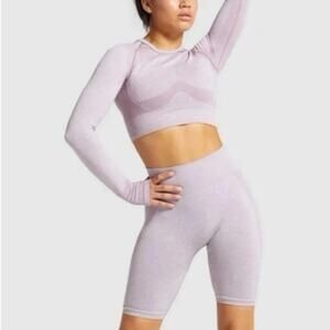 NWOT Gymshark Flex Seamless Crop Top & Shorts Set Purple Marl Women’s Size XS